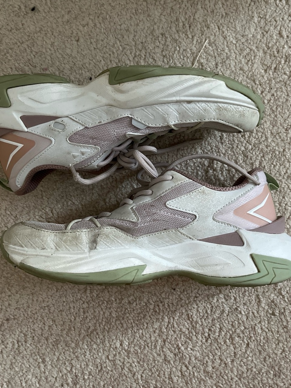 Zara White, Blush & Sage Chunky Athletic Sneakers
